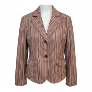 Vintage Nine & Co Weekend Striped Stretch Blazer Jacket Womens Career Casual